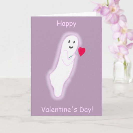 Friendly Ghost Happy Valentine's Day-kaarten Kaart (Orchidee)