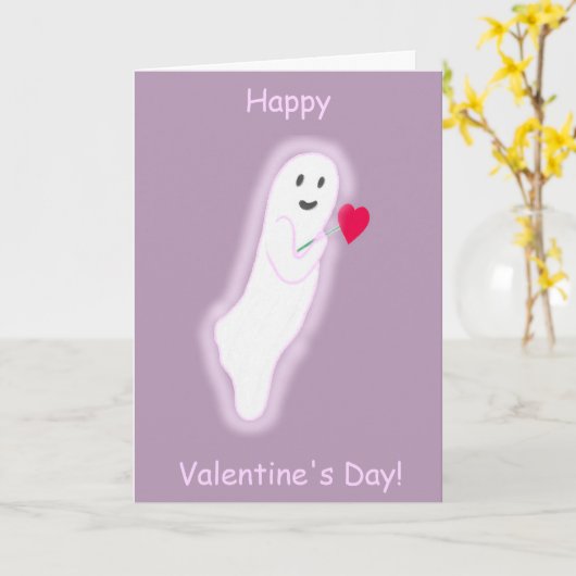Friendly Ghost Happy Valentine's Day-kaarten Kaart (Gele Bloem)
