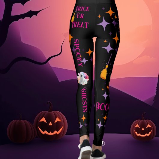 Friendly Ghosts Colorful Halloween Leggings
