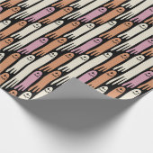 Friendly Ghosts in Cream Orange and Pink  Cadeaupapier (Hoek)