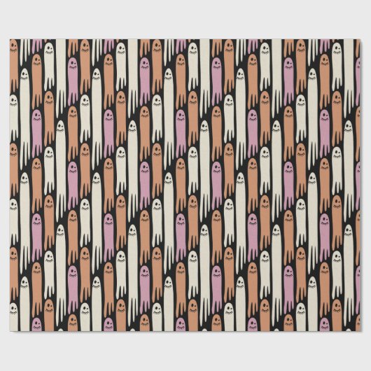 Friendly Ghosts in retro colors on black Cadeaupapier (Vlak)