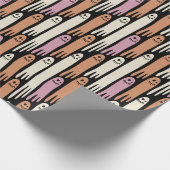 Friendly Ghosts in retro colors on black Cadeaupapier (Hoek)