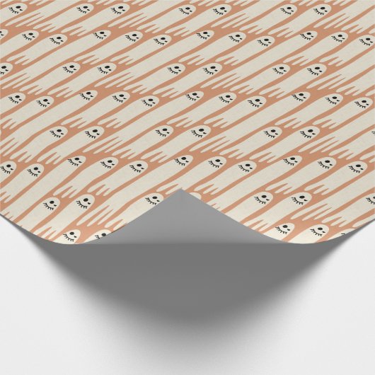 Friendly Ghosts on Cream and Pink – Halloween Patt Cadeaupapier (Hoek)