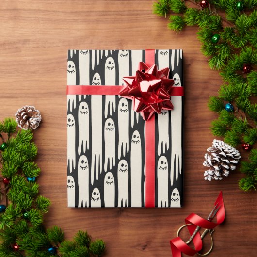 Friendly Ghosts on Cream and Pink – Halloween Patt Cadeaupapier (Feestdagen Geschenken)