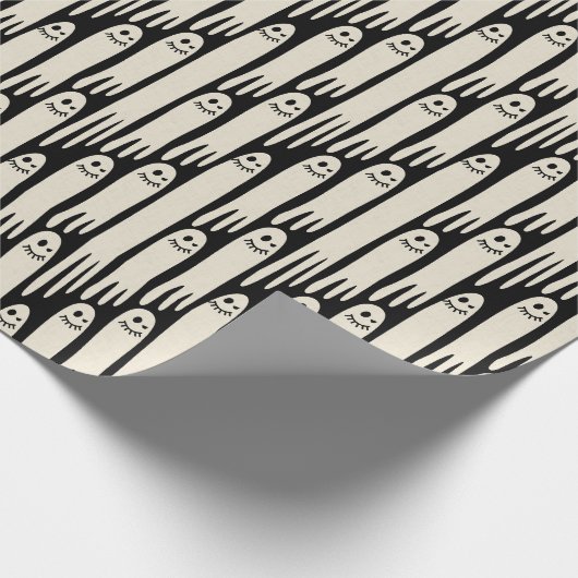 Friendly Ghosts on Cream and Pink – Halloween Patt Cadeaupapier (Hoek)