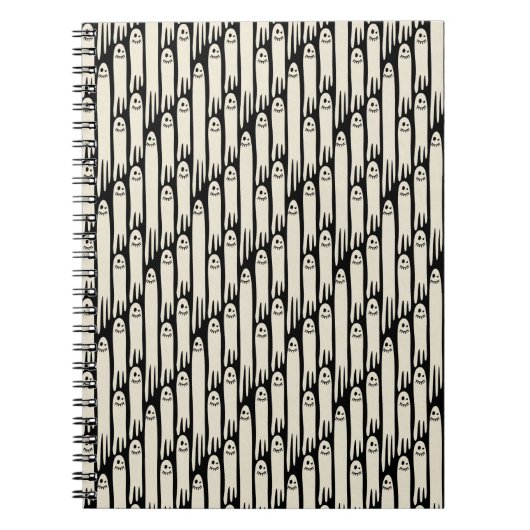 Friendly Ghosts on Cream and Pink – Halloween Patt Notitieboek (Voorkant)