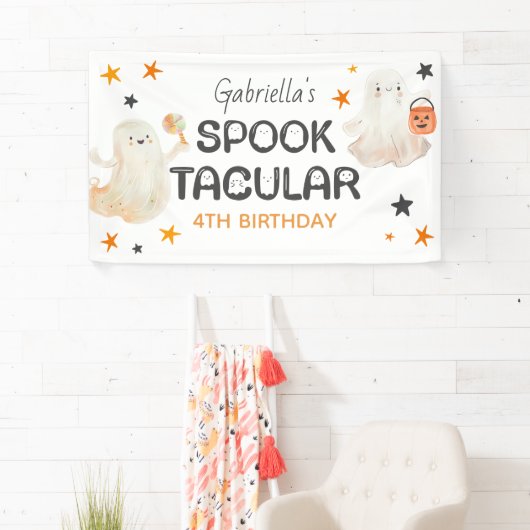 Friendly Ghosts Spooktacular Kids Birthday Spandoek (Insitu)