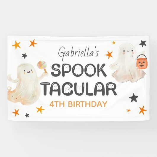 Friendly Ghosts Spooktacular Kids Birthday Spandoek (Horizontaal)