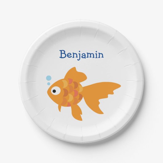 Friendly Gold Fish Illustration Papieren Bordje (Voorkant)