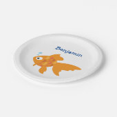 Friendly Gold Fish Illustration Papieren Bordje (Gekanteld)