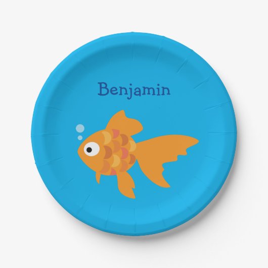 Friendly Gold Fish Illustration Papieren Bordje (Voorkant)
