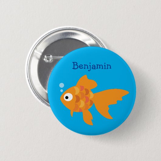 Friendly Gold Fish Illustration Ronde Button 5,7 Cm (Voorkant /achterkant)