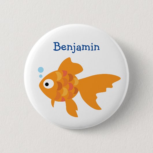 Friendly Gold Fish Illustration Ronde Button 5,7 Cm (Voorkant)