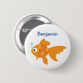 Friendly Gold Fish Illustration Ronde Button 5,7 Cm (Voorkant /achterkant)