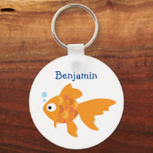 Friendly Gold Fish Illustration Sleutelhanger (Voorkant)