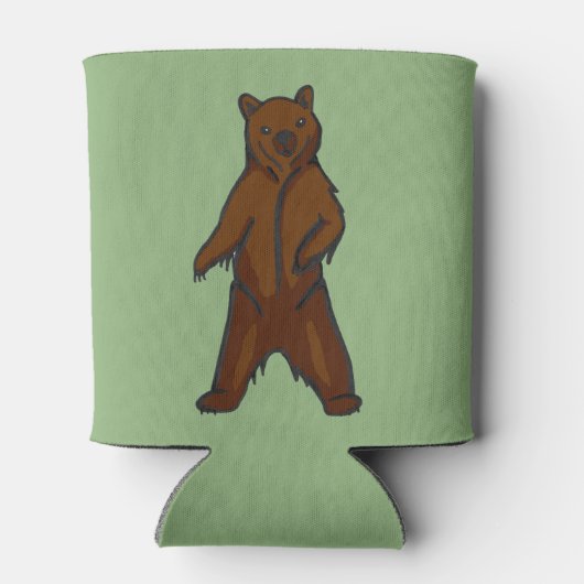 Friendly Green Brown Grizzly Beer Blikjeskoeler (Achterkant)