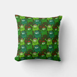 Friendly Green Cartoon Monsters Kussen