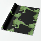 Friendly Green Dinosaur Cadeaupapier (Uitgerold)