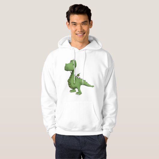 Friendly Green Dinosaur Hoodie (Voorkant volledig)