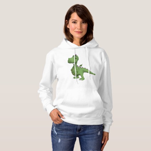 Friendly Green Dinosaur Hoodie (Voorkant volledig)