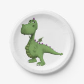Friendly Green Dinosaur Papieren Bordje (Voorkant)