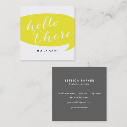 Friendly Hallo Vierkante Visitekaartje (Voorkant / Achterkant)