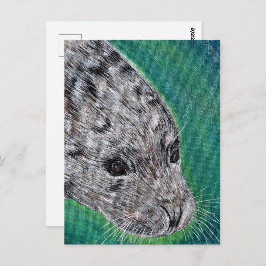 Friendly Harbour Seal Painting Briefkaart (Voorkant / Achterkant)