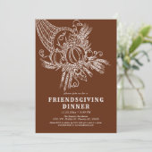 Friendly Harvest Friendsgiving Party Thanksgiving Kaart (Staand voorkant)