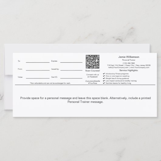 Friendly Healthy Habits All Year Gift Certificates (Achterkant)