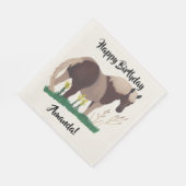 Friendly Horse Painting Happy Birthday Napkins Servet (Hoek)