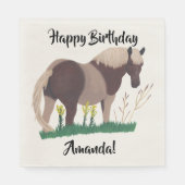 Friendly Horse Painting Happy Birthday Napkins Servet (Voorkant)