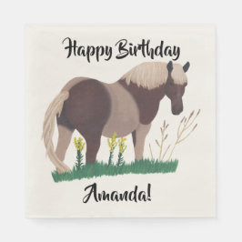 Friendly Horse Painting Happy Birthday Napkins Servet