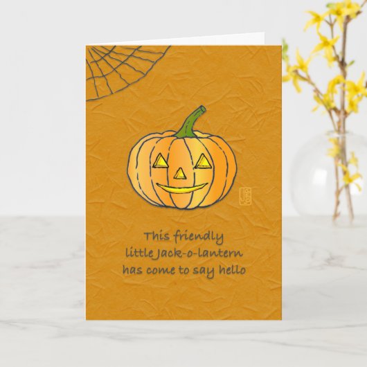 Friendly Jack-o-lantern Halloween Card Kaart (Gele Bloem)