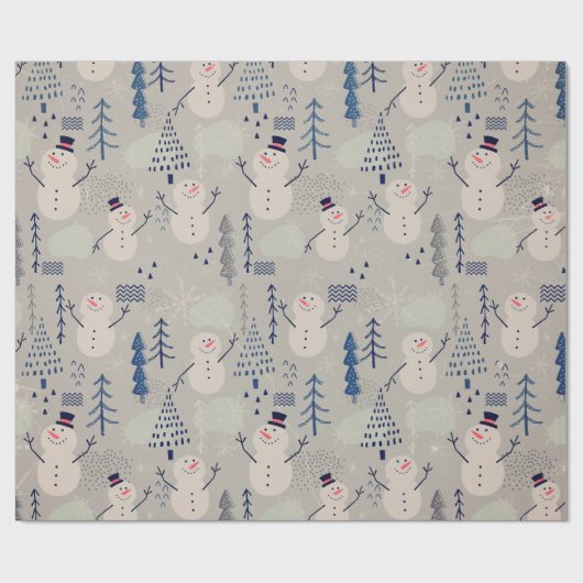 Friendly Little Snowman - gray Cadeaupapier (Vlak)