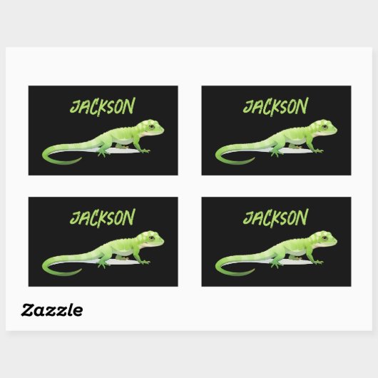 Friendly Lizard With Your Name Rechthoekige Sticker (Vel)