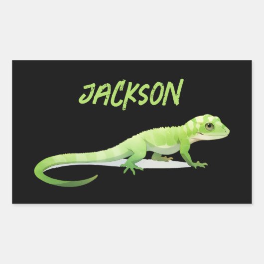 Friendly Lizard With Your Name Rechthoekige Sticker (Voorkant)