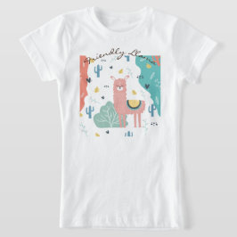 Friendly Llama in een landschapsmeisje T-shirt