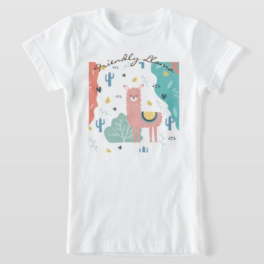 Friendly Llama in een landschapsmeisje T-shirt (Laagn)