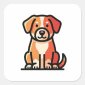 Friendly Modern Dog Illustration Vierkante Sticker (Voorkant)
