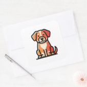 Friendly Modern Dog Illustration Vierkante Sticker (Envelop)