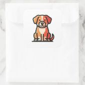 Friendly Modern Dog Illustration Vierkante Sticker (Tas)