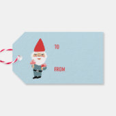 Friendly Mushroom Gnome Santa Holiday Kerstmis Cadeaulabel (Achterkant Horizontaal)
