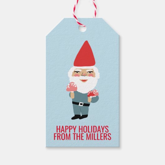Friendly Mushroom Gnome Santa Holiday Kerstmis Cadeaulabel (Voorkant)