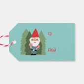 Friendly Mushroom Gnome Santa Trees Elf Cadeaulabel (Achterkant Horizontaal)