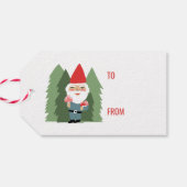 Friendly Mushroom Gnome Santa Trees Elf Cadeaulabel (Achterkant Horizontaal)