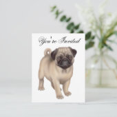 Friendly Pug Dog Invitation Kaart (Staand voorkant)