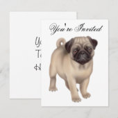 Friendly Pug Dog Invitation Kaart (Voorkant / Achterkant)