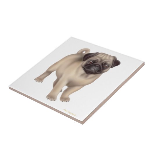 Friendly Pug Puppy Tile Tegeltje (Zijkant)