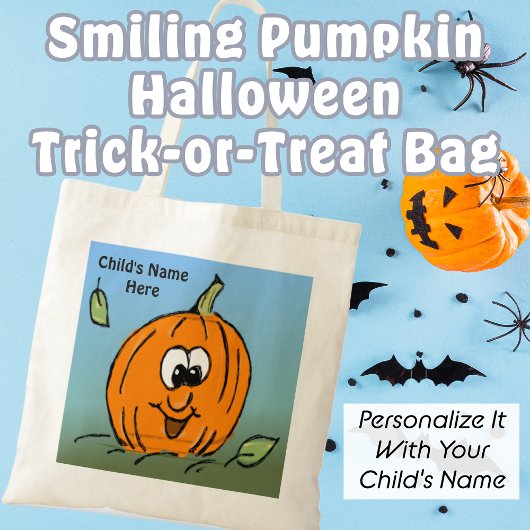Friendly Pumpkin glimlachend Cute Halloween Tote Bag