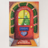 Friendly Red Merry kerst voordeur Cozy Home Legpuzzel (Verticaal)
